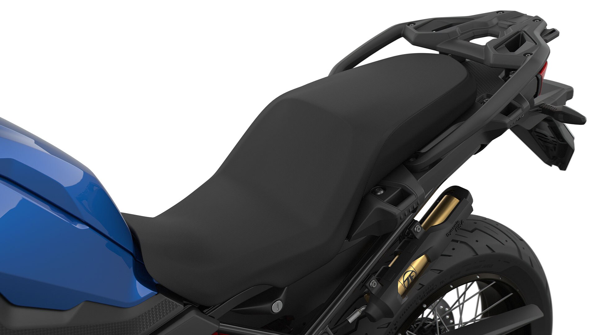 We see the seat of the F 850 GS.