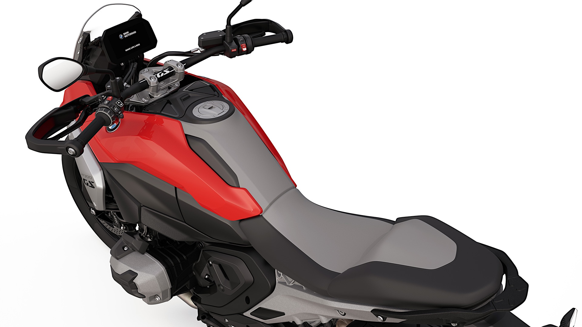 La ligne fluide reliant le réservoir et la selle de la R 1300 GS de BMW Motorrad