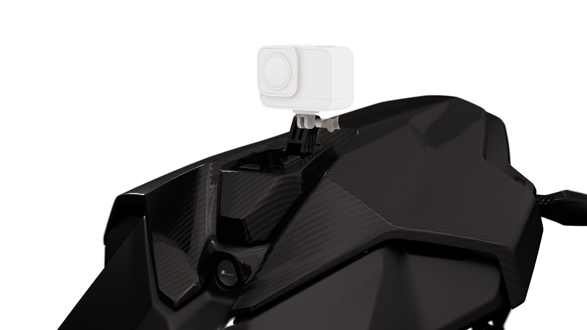 Coque de selle passager M Carbon avec adaptateur pour caméra