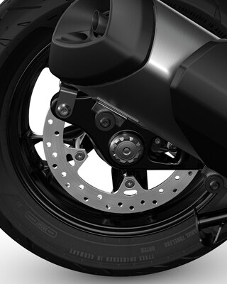 Nous voyons ici les systèmes d'échappement et de freinage du C 400 X.