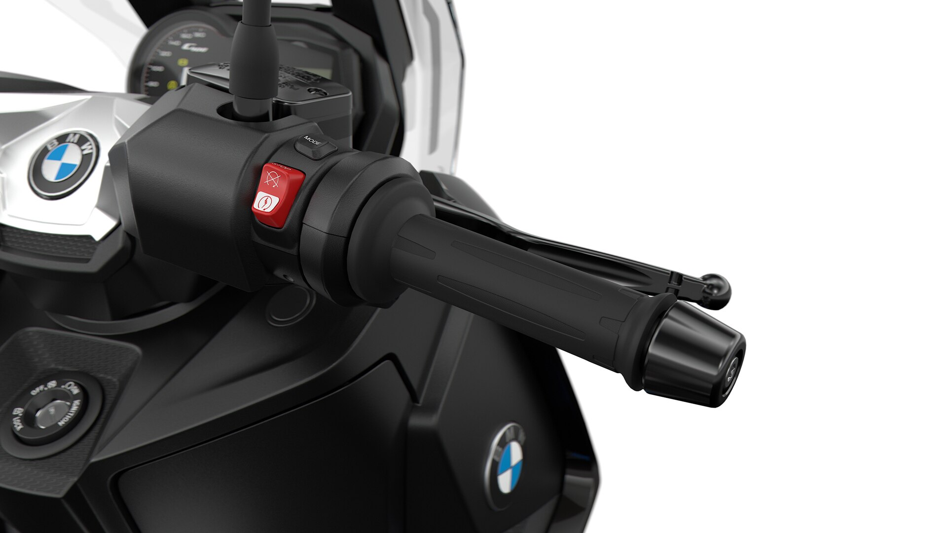 Nous voyons ici la manette des gaz du C 400 X.